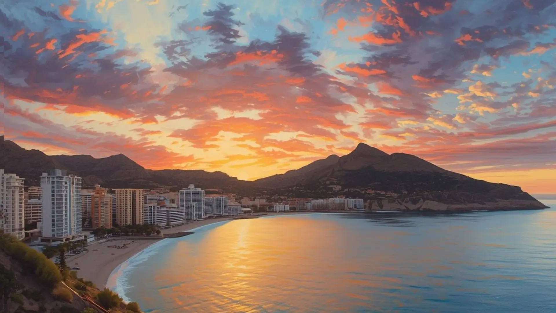 Bahía de Benidorm al atardecer